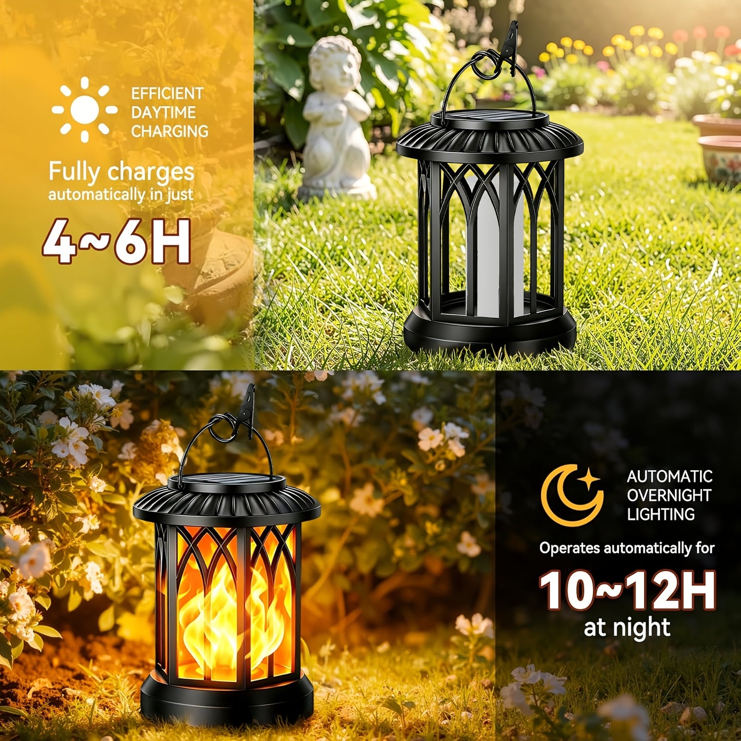 2/4Pack Solar Lantern Outdoor Lights, Christmas Light, Upgraded Flickering Flame Solar Lanterns Lights Outdoor IPX5 Waterproof, Hanging Outdoor Solar Lanterns Lights, Auto On/Off Up to 12Hrs Lanterns for Yard Garden Decor