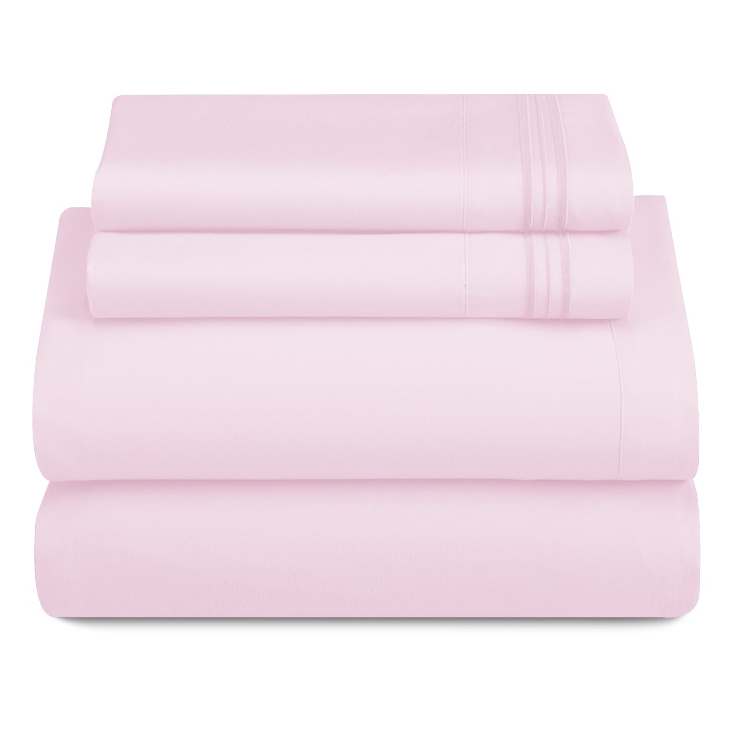 Lux Decor 4 Pieces Solid Bedsheets - 1800 Series Stylish Comfy Bedding Sheet Set - Hotel Luxury Skin Friendly Cooling Sheets & Embroidered Pillowcases Without Filler - Classic Collection With 16 Inches Deep Pocket Room decor - Shrinkage & Fade Resistant
