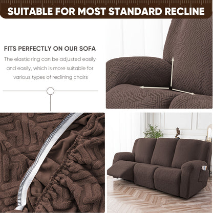 3SEATS 8pcs Recliner Slipcover Set, Flexible And Soft Slide Sleeve, Furniture Protector with Pocket, Suitable for Sofa Office Living Room