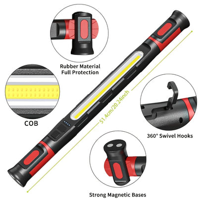 3000LM Underhood Work Light Bar, Rechargeable LED Work Light With Hanging Hook, Ideal For Auto Repair/ Mechanical Maintenance/ Garage Use/ Emergency Situations-Fathers Day Dad Gifts
