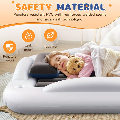 Inflatable Kids Travel Bed, Portable Kids Air Mattress, Fast Inflation, Separate Mattress Design, for Home, Grandma'S, Camping, And Vacation