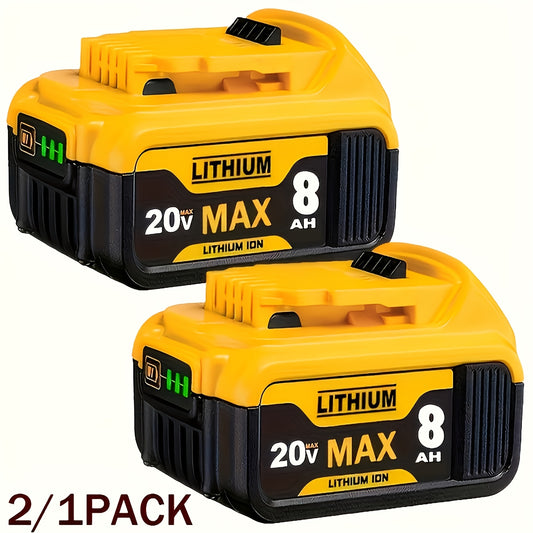 20V 8.0Ah Lithium-Ion Replacement Battery for DeWalt 20V MAX Compatible with DCB200 DCB201 DCB203 DCB206 DCB210 FlexVolt Technology High Capacity for DeWalt Cordless Tools 1 & 2 Pack