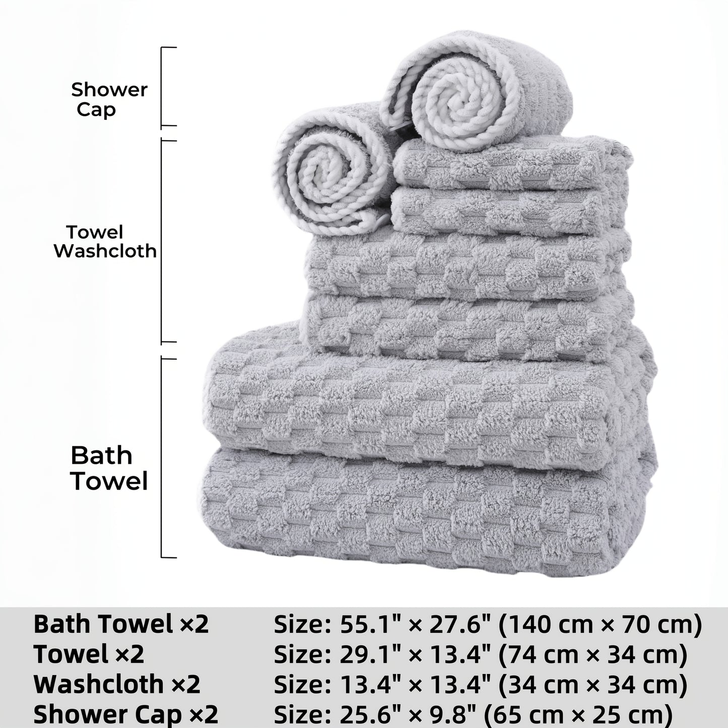 4-Pack Waffle Weave Ultra-Soft Bath Towels, Super Absorbent Quick-Dry Microfiber Towels for Adults, Quick-Drying Textured Towels, Soft Spa and Gym Travel Towels, Durable Material, Suitable for Daily Use - 80%, 20% Polyamide