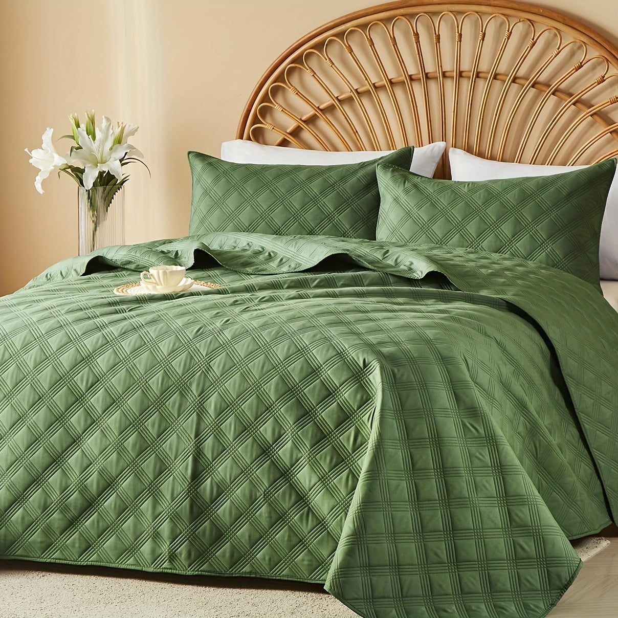 2/3pcs Quilt Set Bedspreads Queen Size - Soft Cool & Refreshing Summer Quilt Lightweight Microfiber Bedspread - Modern Style Coin Pattern Coverlet for All Seasons - Family Gift Set (1 Quilt, 1 Or 2 Pillow Cases)
