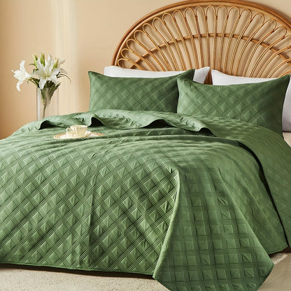 2/3pcs Quilt Set Bedspreads Queen Size - Soft Cool & Refreshing Summer Quilt Lightweight Microfiber Bedspread - Modern Style Coin Pattern Coverlet for All Seasons - Family Gift Set (1 Quilt, 1 Or 2 Pillow Cases)