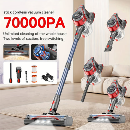 Cordless Stick Vacuum Cleaner 70KPa Brushless Motor 45-Min Runtime Lightweight for Pet Hair Carpet Hard Floor Dust with Cord & Cordless Modes
