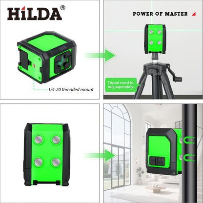 Green Laser Level with Tripod, Self-Leveling Green Horizontal And Vertical Cross Line Laser for Home Decoration. 39" Adjustable Tripod, Rotating Head And Adapter