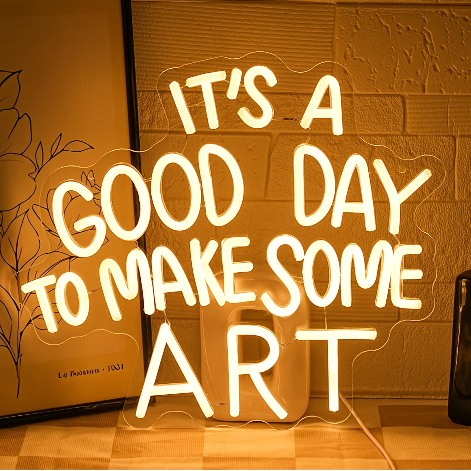 Today Is a Great Day for Creating Art. Neon Sign, LED Dimmable Creative Art LED Light Sign, Artistic Neon Light, Suitable for Study Rooms, Classrooms, Homes, and Living Room Decorative Gifts