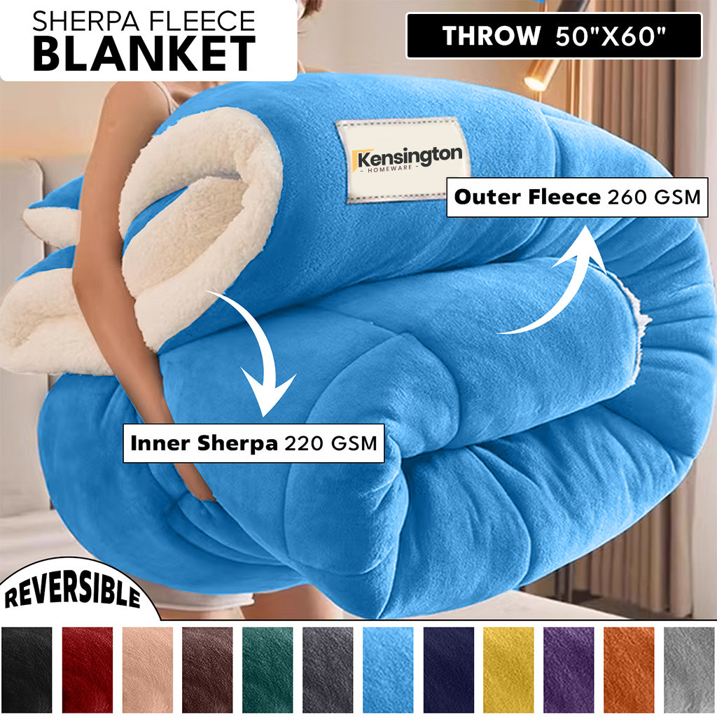 480GSM Heavy Sherpa Fleece Blanket – Double-Sided Warm Throw for Couch, Bed, Office and Travel, Reversible All Season Comfort, Room & Sofa Decoration, Holiday Gift, Sofa Blankets