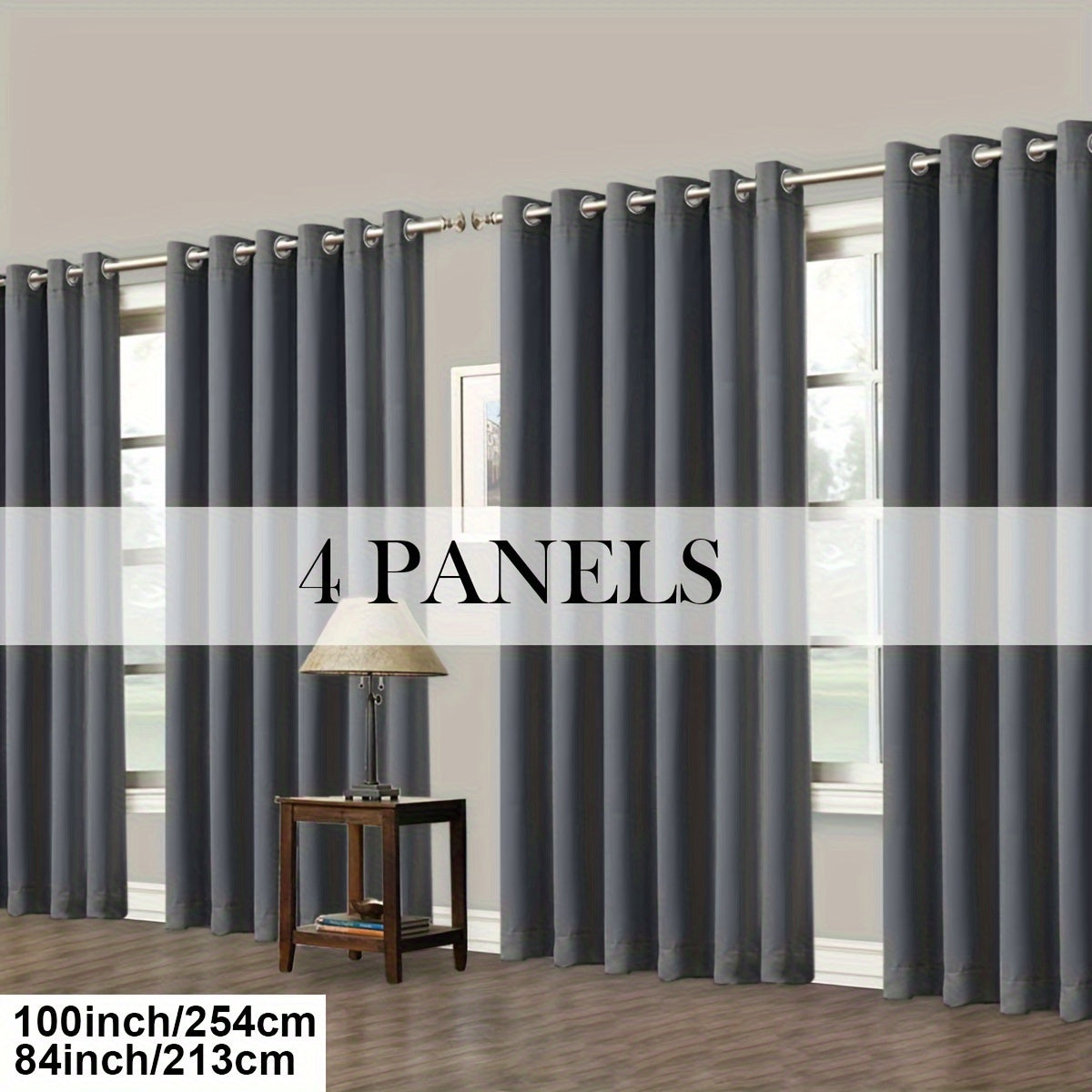 4 Panels Blackout Curtains Grommet Room Darkening Sun Blocked Curtains for Living Room, Bedroom, Set of 4 Panels