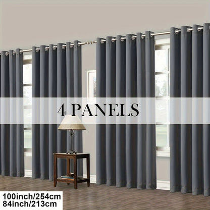 4 Panels Blackout Curtains Grommet Room Darkening Sun Blocked Curtains for Living Room, Bedroom, Set of 4 Panels