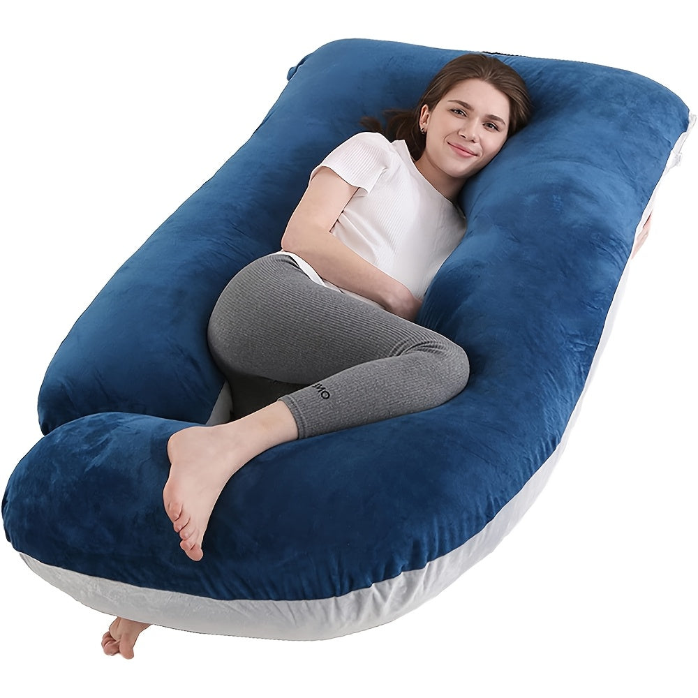 60-inch J-Shaped Full Body Pillow, Maternity Pillow, Maternity Full Body Pillow with Velvet Pillowcase, Full Body Pillow with Back, Leg, And Tummy Support, Helps Ensure Adequate, Comfortable Sleep, Halloween And Christmas Gift