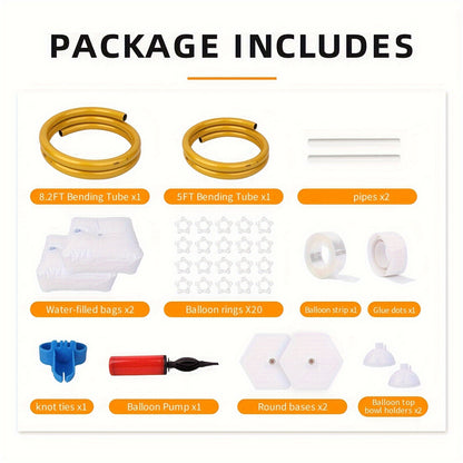 8FT And 5FT Golden Balloon Stand Kit, Free Bending Balloon Arch Column, Half Arch Balloon Stand with Base for Wedding, Birthday, Baby Shower, Graduation, And More