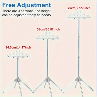 Clothes Drying Rack Foldable Height Adjustable Telescopic Ironing Rack, Aluminum Alloy Garment Rack with 360° Rotating Arm, Multi-Layer Hanging Drying Stand, Space-Saving Laundry Rack for Home Bedroom