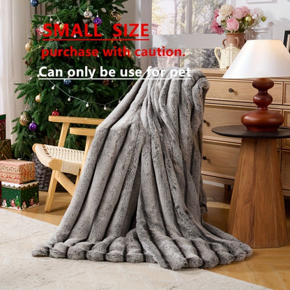 A Faux Rabbit Fleece Blanket, Double Layer Thickened, All Season, King/Queen Size, Winter Blankets Soft Warm, Throw For Adults Reversible Machine Washable Blanket, For Home, Car, Office, Travel, Couch Cover, Christmas, Halloween Gift, Birthday Gift