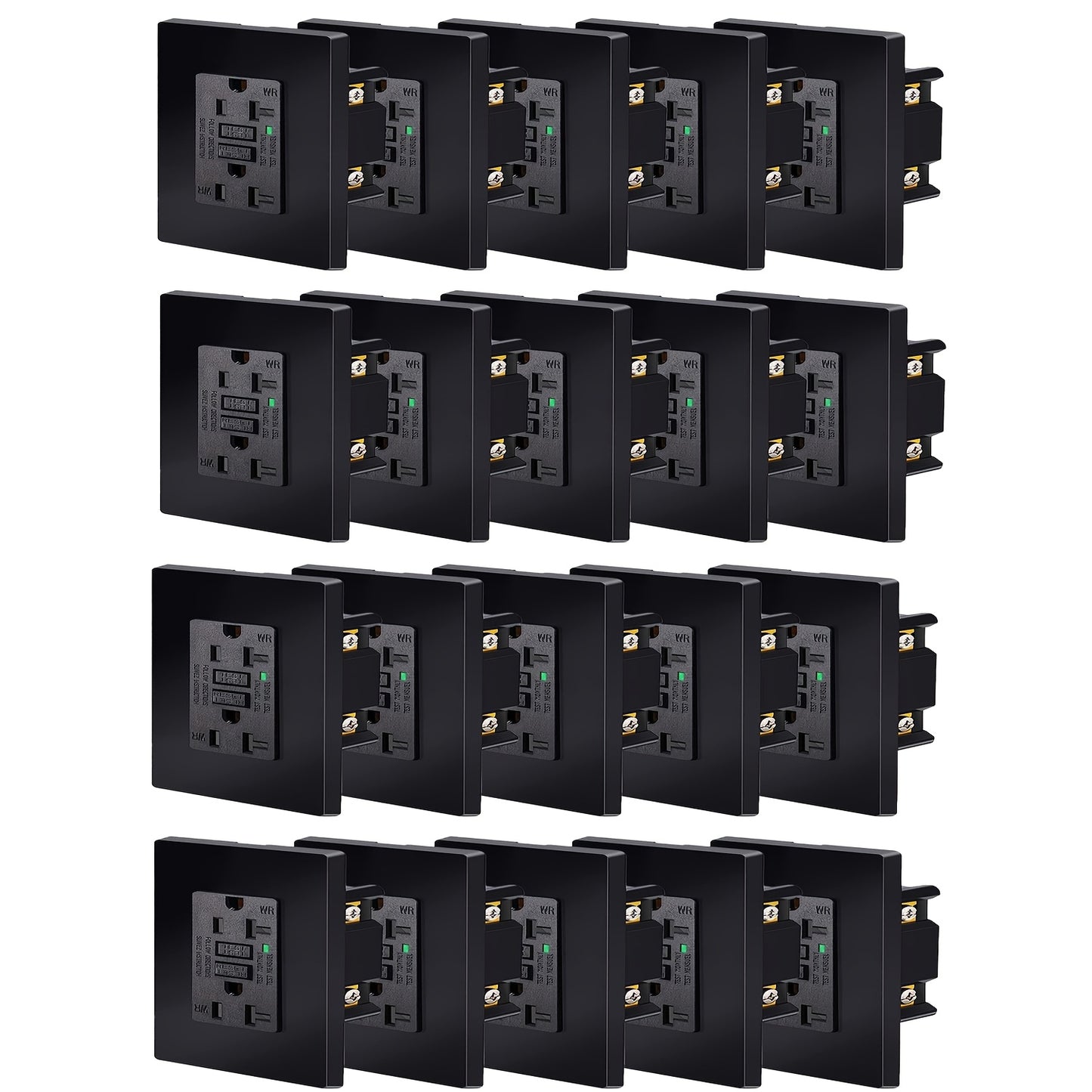 GFCI Outlet 20 Amp Tamper Resistant WR Weather Resistant with Wall Plate ETL Listed LED Indicator Test Reset Button Ground Fault Circuit Interrupter for Bathroom Kitchen Garage 2 4 6 10 20 Pack Black White