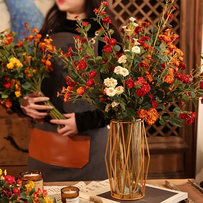 6pcs Artificial Roses, Plastic Realistic Touch Fake Flowers, Christmas Home Decoration for Wedding Party Farmhouse Living Room