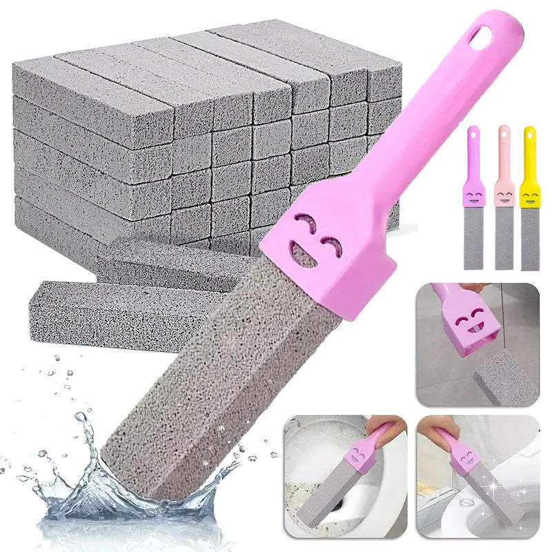 Pumice Stone Toilet Brushes with Ergonomic Handle - Heavy-Duty Limescale, Rust & Stain Remover, Non-Scratch Cleaning Tools for Bathroom, Kitchen, Sink, Bathtub - Ideal for Tile, Glass, Pumice Stone for Bathroom, Sink Cleaner, Rust Removal