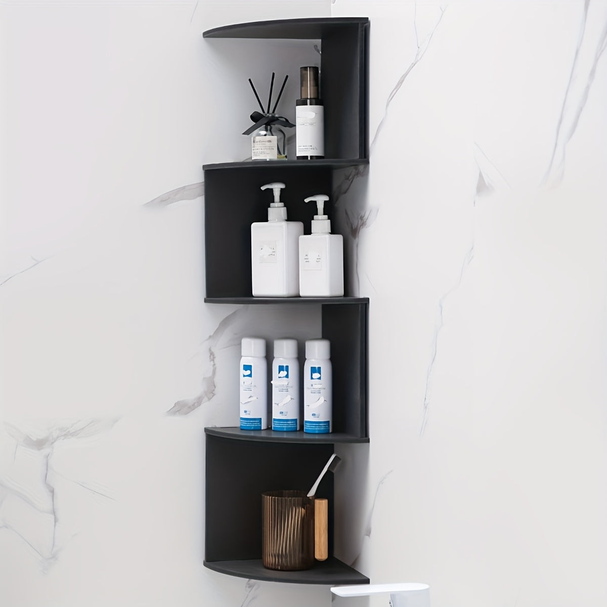 5/3 Tier Utility Shelf, Hanging Corner Shelf, Easy to Install, Multi-Tier Wall Mounted Storage Shelf, Floating Storage Shelf for Living Room, Bedroom, Kitchen, Bathroom, Office - Creative Decorative Organizers, Perfect Gifts, White/black