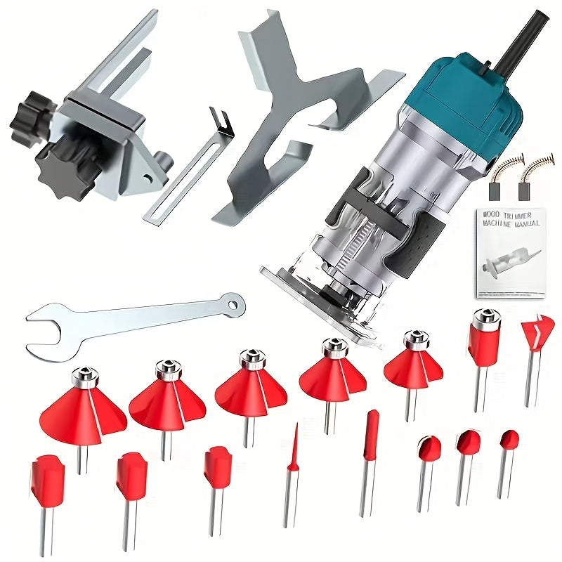 Wood Carving Machine, Trimming Machine, Wood Router, Slotting Machine, Wood Carving Machine, Drilling Machine, Electric Tools, Very Suitable for Wood Trimming, Carving, Including Milling Cutters And Wood Slotting