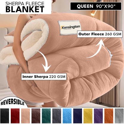 480GSM Heavy Sherpa Fleece Blanket – Double-Sided Warm Throw for Couch, Bed, Office and Travel, Reversible All Season Comfort, Room & Sofa Decoration, Holiday Gift, Sofa Blankets