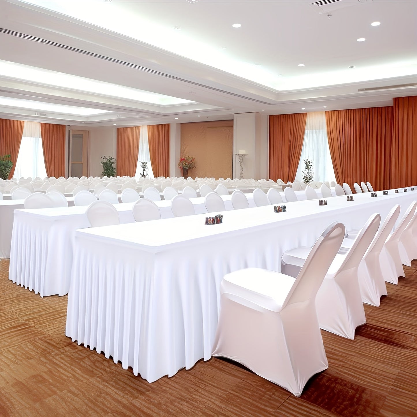 2pcs Rectangular Pleated Tablecloth, Made of Polyester Elastic Material, Used for Party And Wedding Decoration, Very Elegant And Atmospheric, Suitable for Multiple Scenarios Such As Holiday Parties, Evening Parties, Birthdays, Banquets, And Dinners