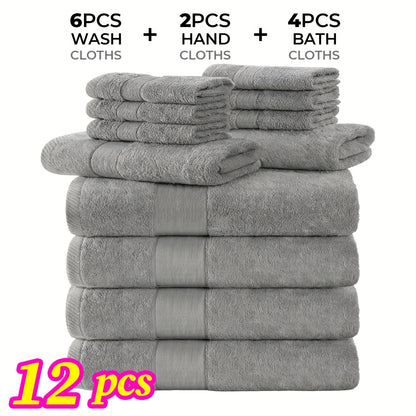 Luxury 12/24pcs Bath Cloths Set, Hotel Quality Thick Bath Cloths | Highly Absorbent & Quick-Dry | 4 Bath Cloths & 6 Hand & 2 Washcloths, Cotton For Hotel Spa Gym & Home Bathroom Essentials, Wash Cloths