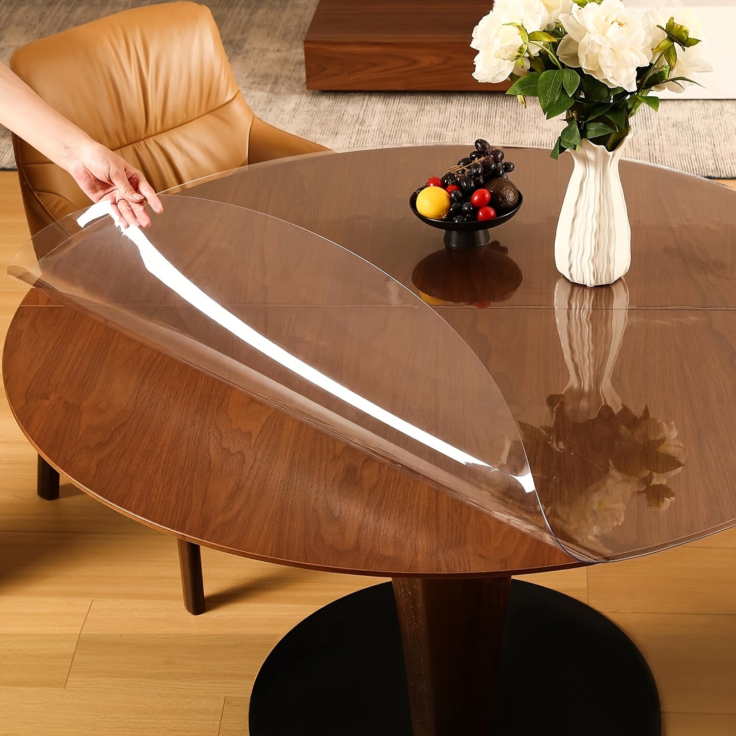 Clear PVC Round Table Cover Protector, High Quality Vinyl Tablecloth Pad for Dining/Coffee Table(1.5mm Thick), Safe And High-Quality,, Easy to Clean, Heat-resistant And Insulated