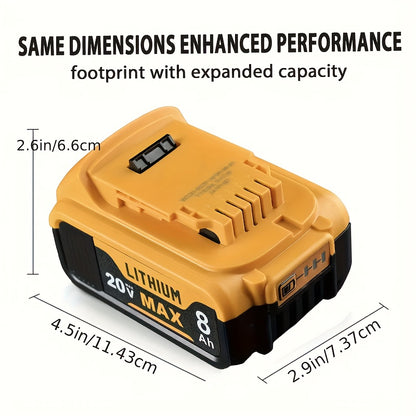 Dewalt 20V Max 8Ah Replacement Battery 3-LED Power Meter