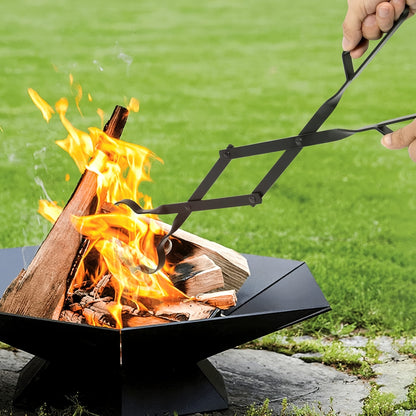 26" Fireplace Tongs, Fire Pit Accessories for Outside, Firewood Tongs, Heavy Duty Wrought Iron Fire Pit FireTongs, Log Tweezers for Stove Camping Fire Pit Tools Indoor/Outdoor