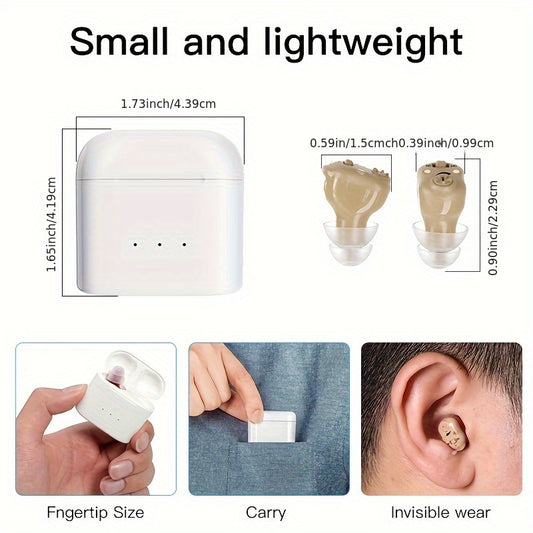 Hearing Aids for Seniors - In-Ear Sound Amplifier with Enhanced Listening Assistance, Rechargeable Digital Hearing Aid Device for Adults, Comfortable Fit, Clear Sound Quality