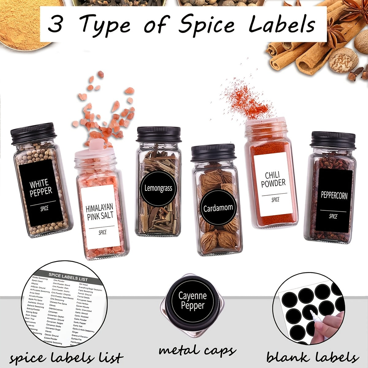 24pcs Glass Spice Jars with Labels, Square Empty Spice Containers, Condiment Squeeze Bottles, Seasoning Bottles - Includes Shaker Lids, Funnels, Markers, Lead-Free Non-Toxic Glass Material, Moving Pantry Gifts