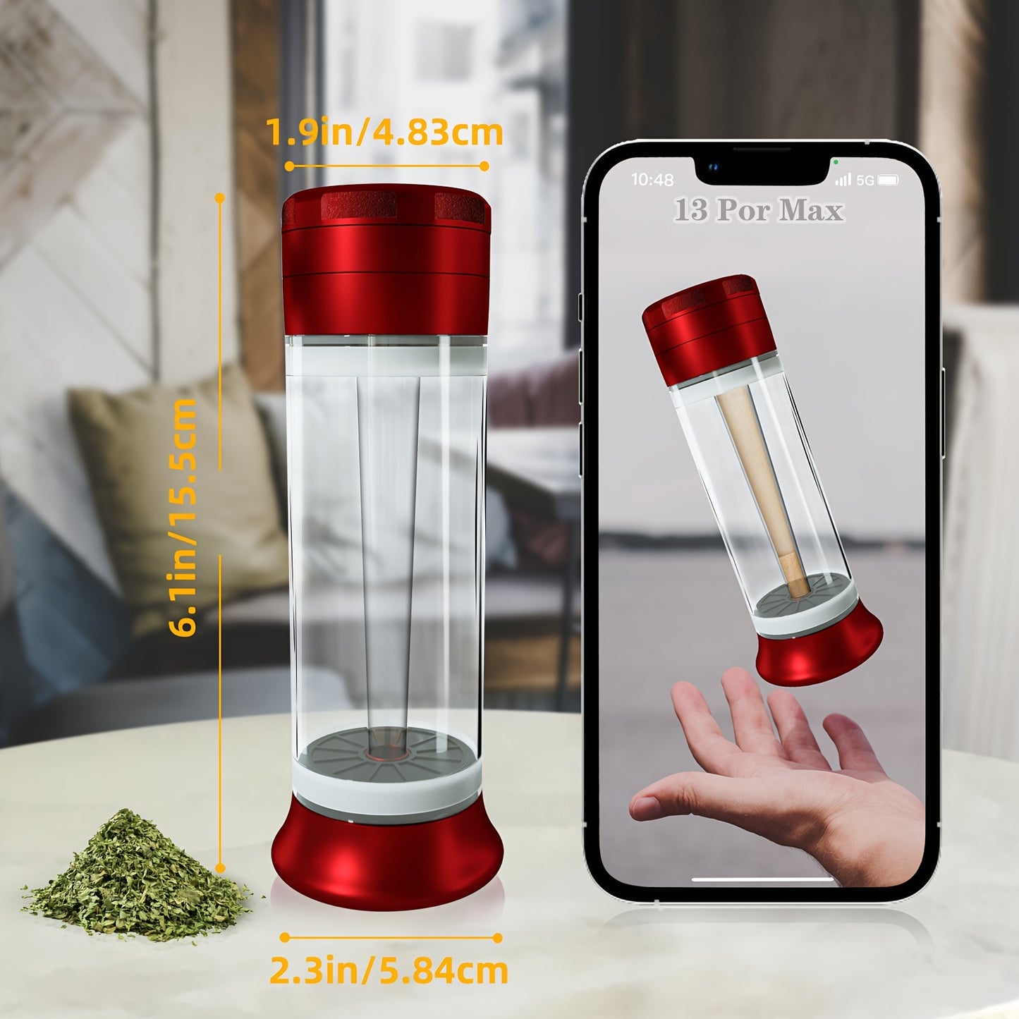ZHENGHAI 3in 1 Tobacco Grinder Herb Grinder Multifunctional Cone Loader Rolling Machine Blunt Joint Roller Machine Grinding Filling Storage All in One with Cleaning Brush