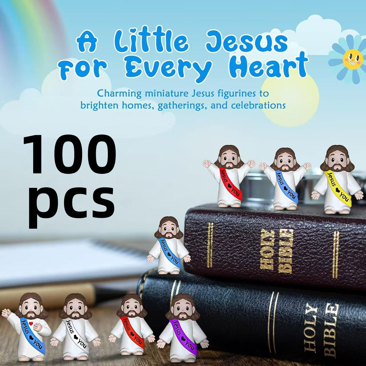 100pcs, Party Centerpiece, Mini Jesus Statue, Loose Small Jesus Statue, Christ The Savior Treasure Hunt, First Communion, Vbs Crafts, Church, Sunday Religious Party Gift, Baptism Gift, Random Color