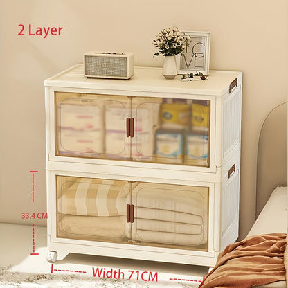 1/2/3/4/5-Layer Extra Large Storage Cabinet, Multi-Layer Foldable Storage Box with Door, Stackable Storage Cabinet for Shoes, Sundries, Books, Clothes, Home Storage Organizer for Closet, Wardrobe, Bedroom, Bathroom, Office, Kitchen