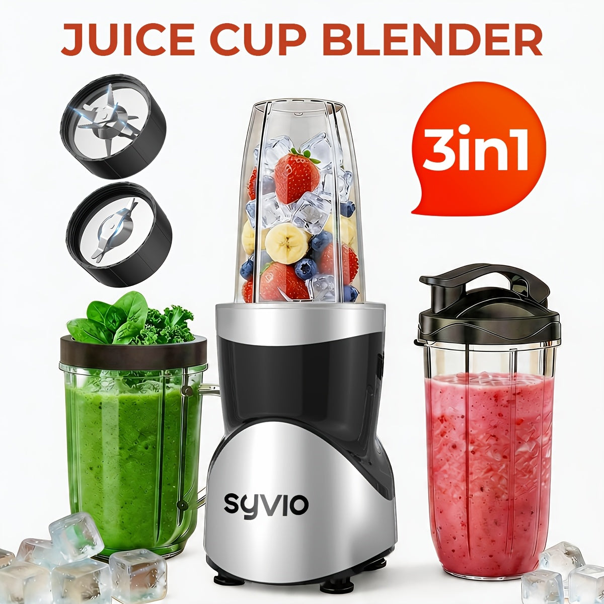 High-Powered Smoothie Juicer, 12pcs Grinding All-in-One Machine, Protein Shake And Smoothie Mixer, Multi-Function Grinder And Blender Combo, Includes A Portable Cup, BPA-Free, Perfect for Fitness Drinks And Summer Juices, Nutritious Recipes