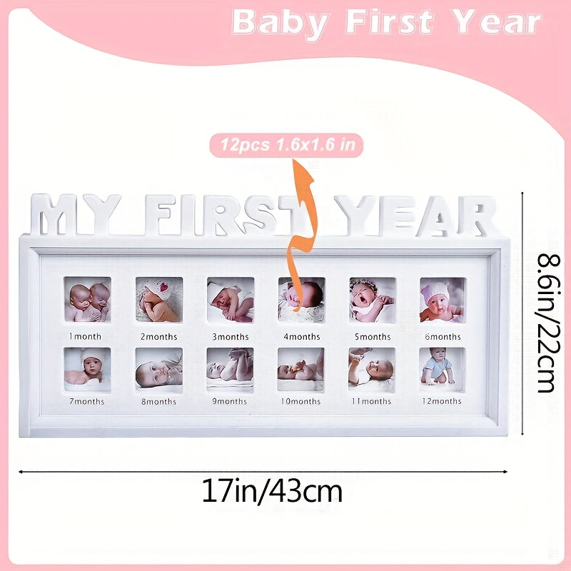 Picture Frames for First-Year Memories, Essential Items for Newborns, And Gifts for New Mothers (White) (White) 17.32*9.06inch