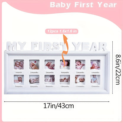 Picture Frames for First-Year Memories, Essential Items for Newborns, And Gifts for New Mothers (White) (White) 17.32*9.06inch