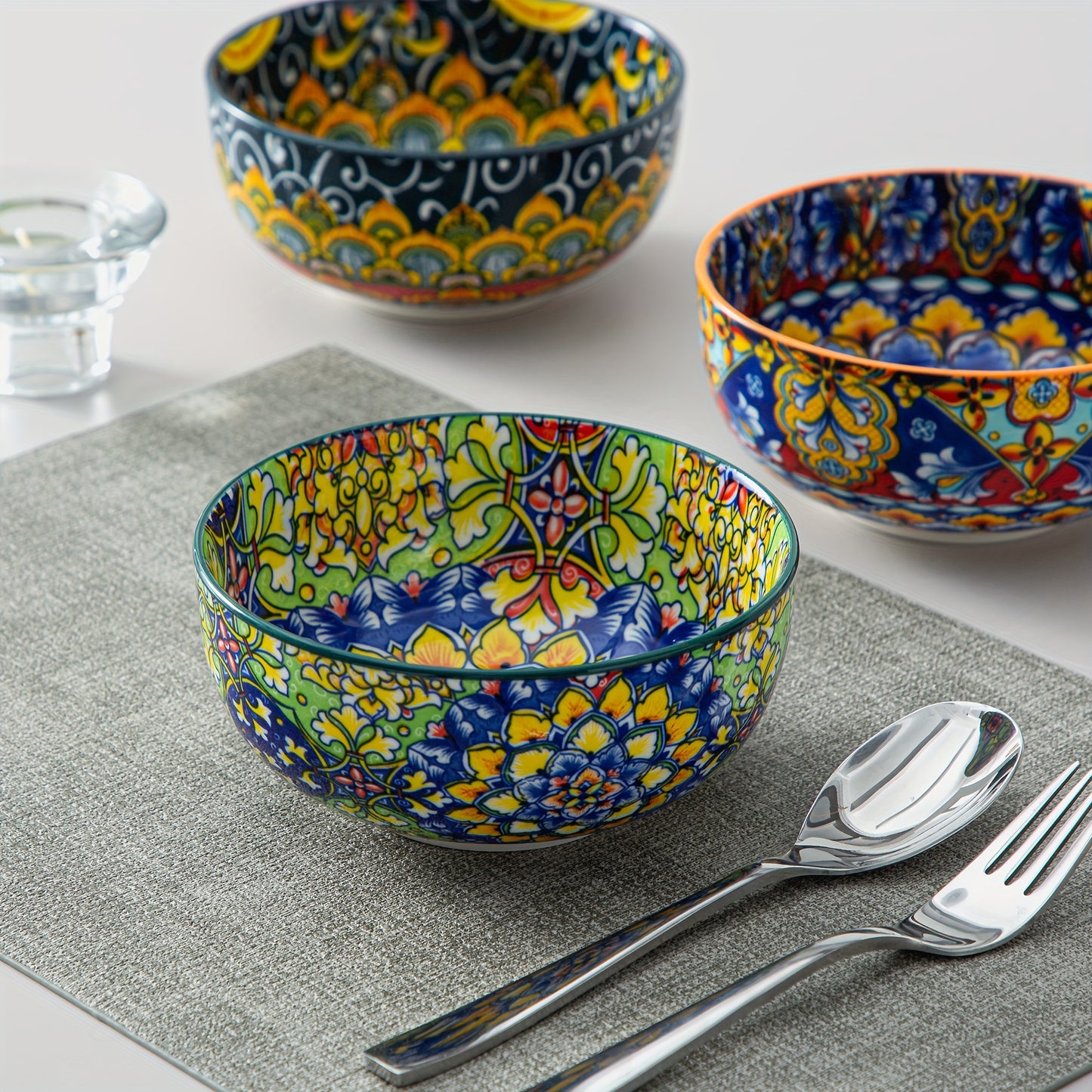 26oz Colorful Bohemian Style Cereal Bowls Set - for Cereal, Soup, Oatmeal, Ice Cream, Salad, Pasta Etc, Set Of 6