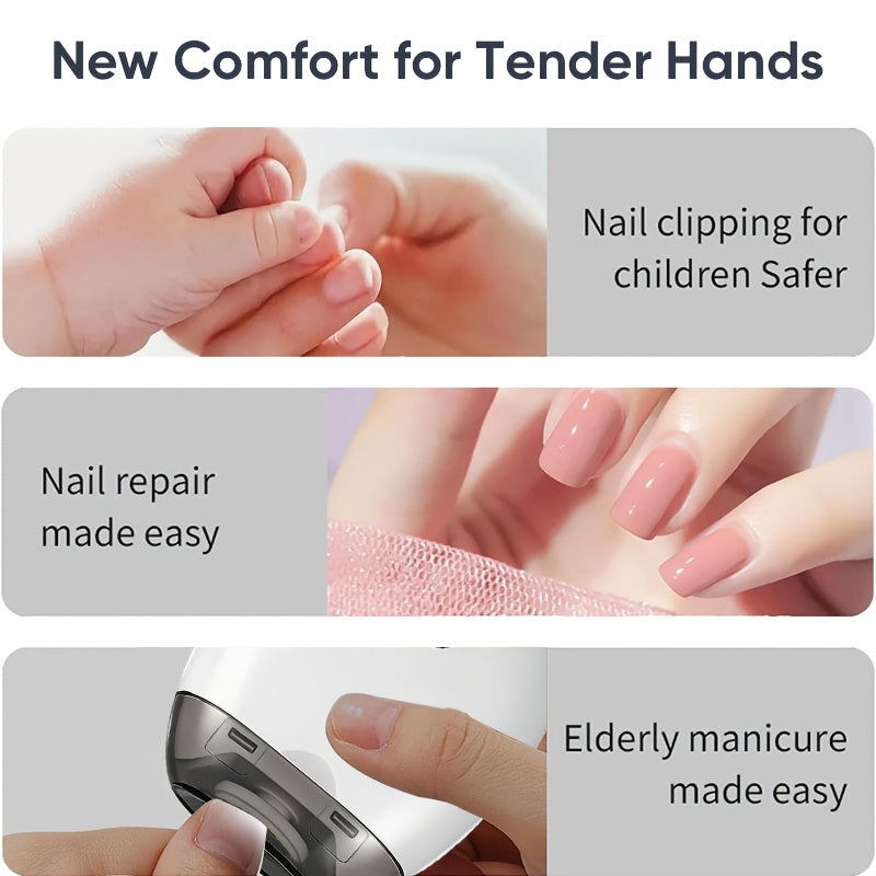 [Portable Nail Trimmer] 2pcs Automatic Electric Nail Clipper with LED Light - Motor, Low Noise And Glow with Nail Scraps Storage - Portable Nail Trimmer Suitable for Home And Travel, for Adults And Seniors