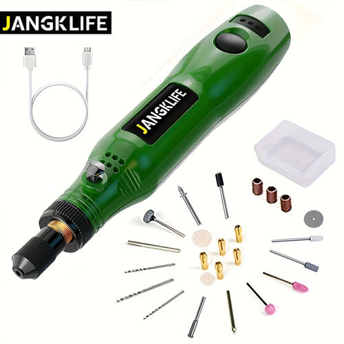 1 Set Mini Cordless Rotary Tool with Li-ion Battery, 3 Rotation Speed 5000rpm-15000rpm, Portable USB Charging, Multi-Purpose Power Rotary Tool with Accessories for Grinding, Sanding, Carving, Polishing, DIY Creations