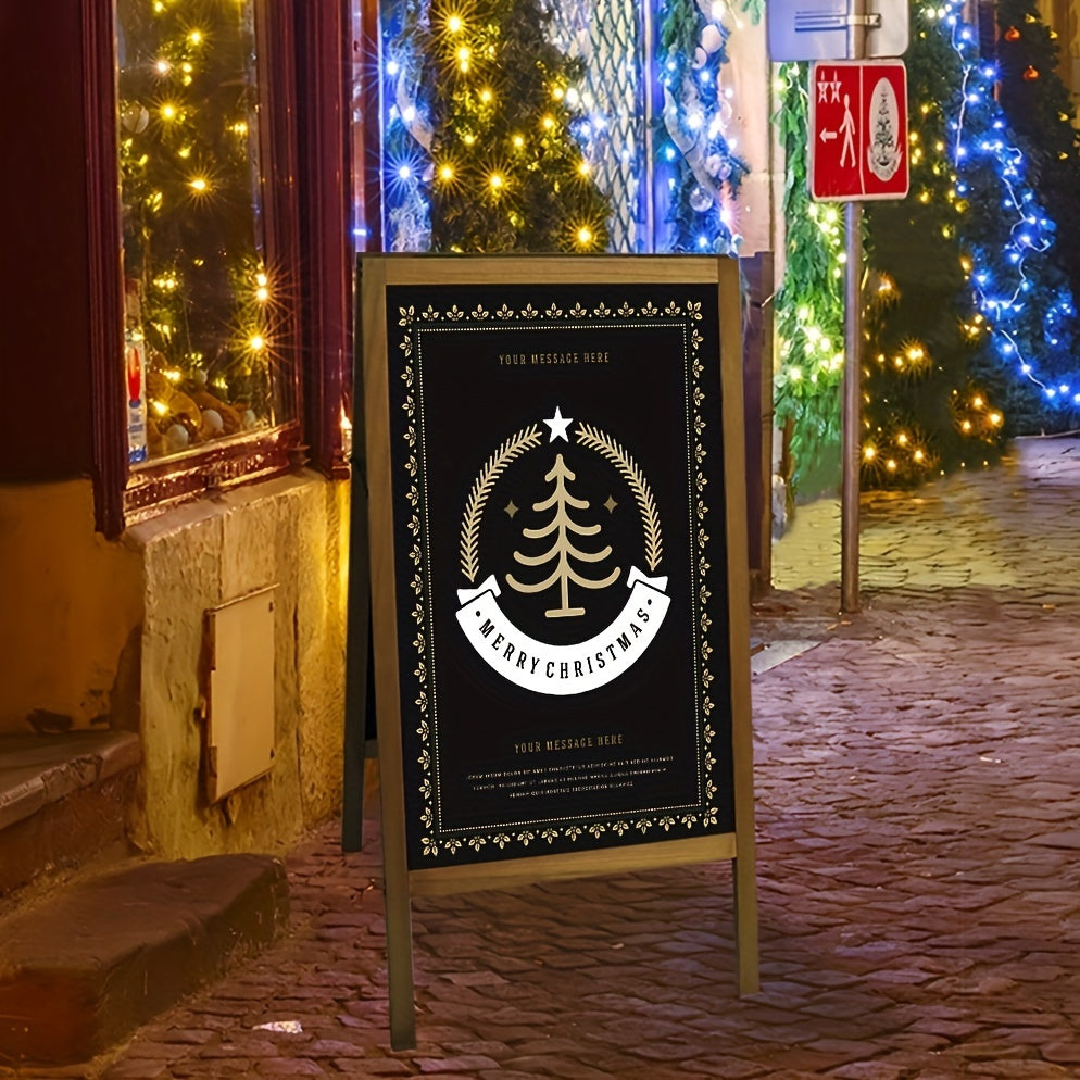 A-Frame Chalkboard Sign Double Sided Magnetic Wooden Standing Blackboard Menu Display Board for Restaurant Coffee Shop Bar Sidewalk Sandwich Board 39x20 Inch