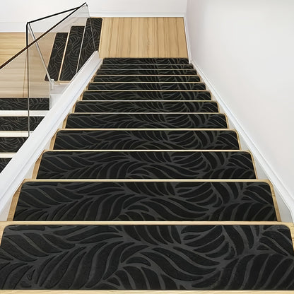 15pcs Non-Slip Stair Mats, Runners Treads for Indoor Wooden Steps, Washable Carpets with Self-adhesive Tape to Prevent Staircase Covers Mats From Moving