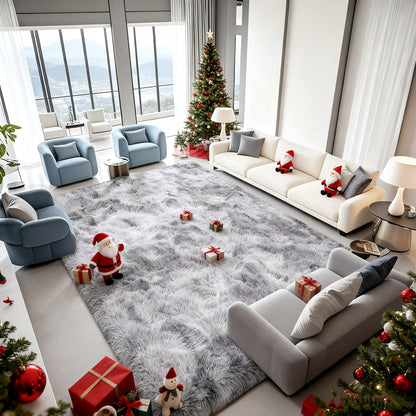 Fluffy Bedroom Carpet Shaggy Fuzzy Grey Soft Rugs for Bedroom Plush Rug Thick Area Rugs for Living Room Cute Room Decor