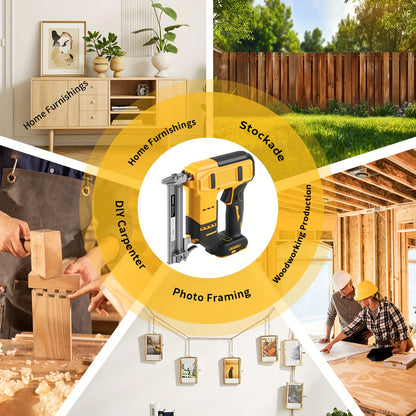 2-In-1 Cordless Brad Nailer And Stapler, Compatible with DEWALT 20V MAX Battery, Brushless Heavy-Duty, Safety Lock, 1-3/16" Nails And 7/8" Staples, Ideal for Flooring And Trim (Tool Solely, NO Battery)