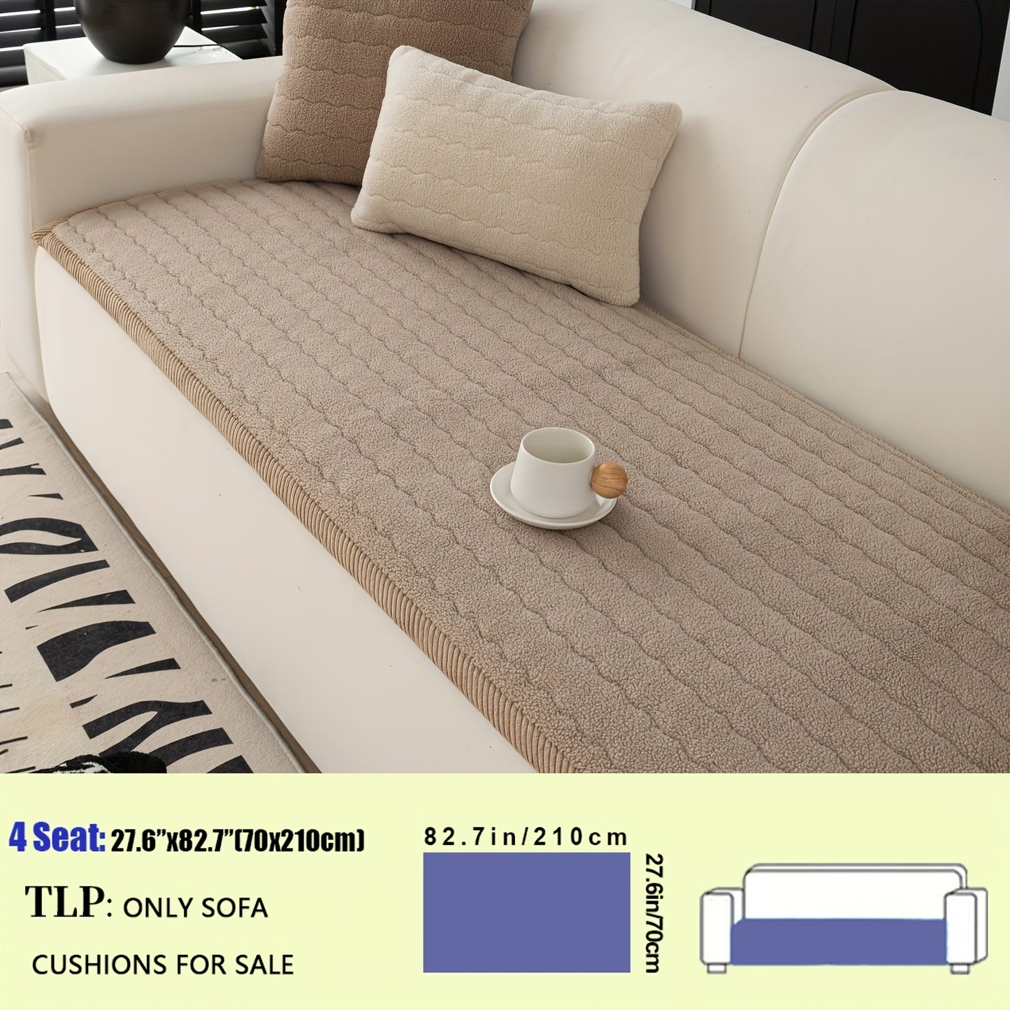 Bohemian Style Thickened Plush Sofa Cover - Machine Washable, Pet Friendly, Non-slip Sofa Cover, Suitable for Living Room, Bedroom, Office Decoration, Comfortable Sofa