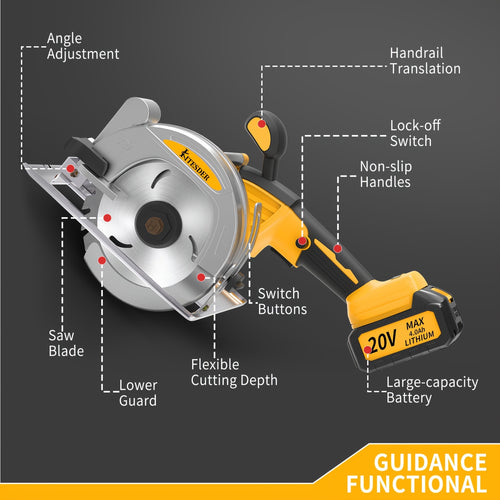 5-inch Brushless Circular Saw Kit with 2.0/4.0Ah Battery and Battery Charger, Includes Saw Blade, Two Adjustable 45° Cutting Depths, 6900 RPM, Ideal for Woodworking and Garden Projects. Ideal Gift for Father and Boyfriend. Shipped From Local