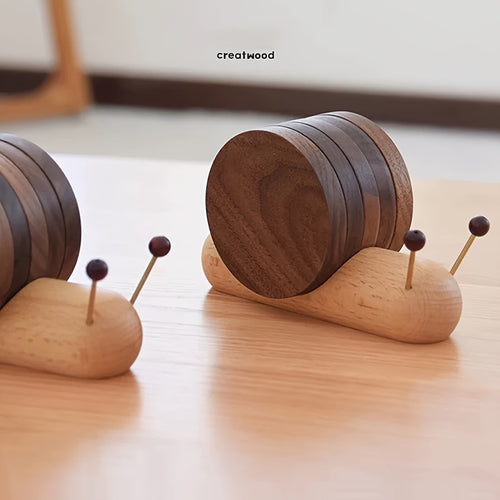 Real Wood Cartoon Snail Relaxing Creative Tea Coaster Decoration Heat Insulation Tea Coffee Coaster