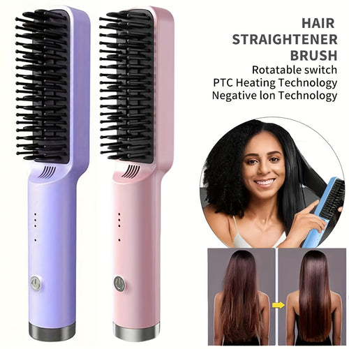 Mini Straight Hair Comb, 3 Temperature Adjustments, Fast Heating Straight Hair Comb, Ceramic Heating Body, Heat-resistant Design, LED Display Screen, Professional Style with Long-lasting Shine, Suitable for Home, Travel, And Women's Gift Giving