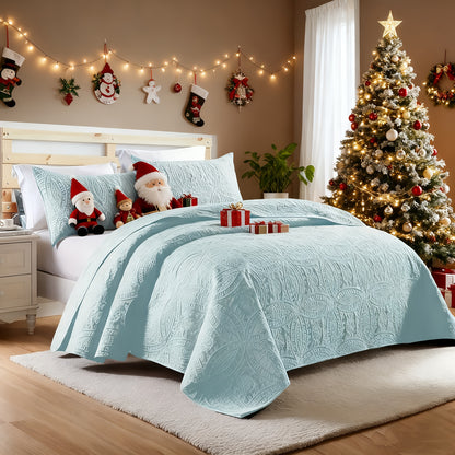 3pcs Bed Quilt Set, Bedding Set Soft Comfortable for Bedroom, Guest Room (1*Bed Quilt + 2*Pillowcases, Without Core)